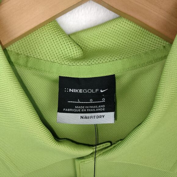 Nike Golf Polo Shirt Men Large Lime Green Short Sleeve Dri Fit Casual Swoosh NEW - Picture 4 of 15
